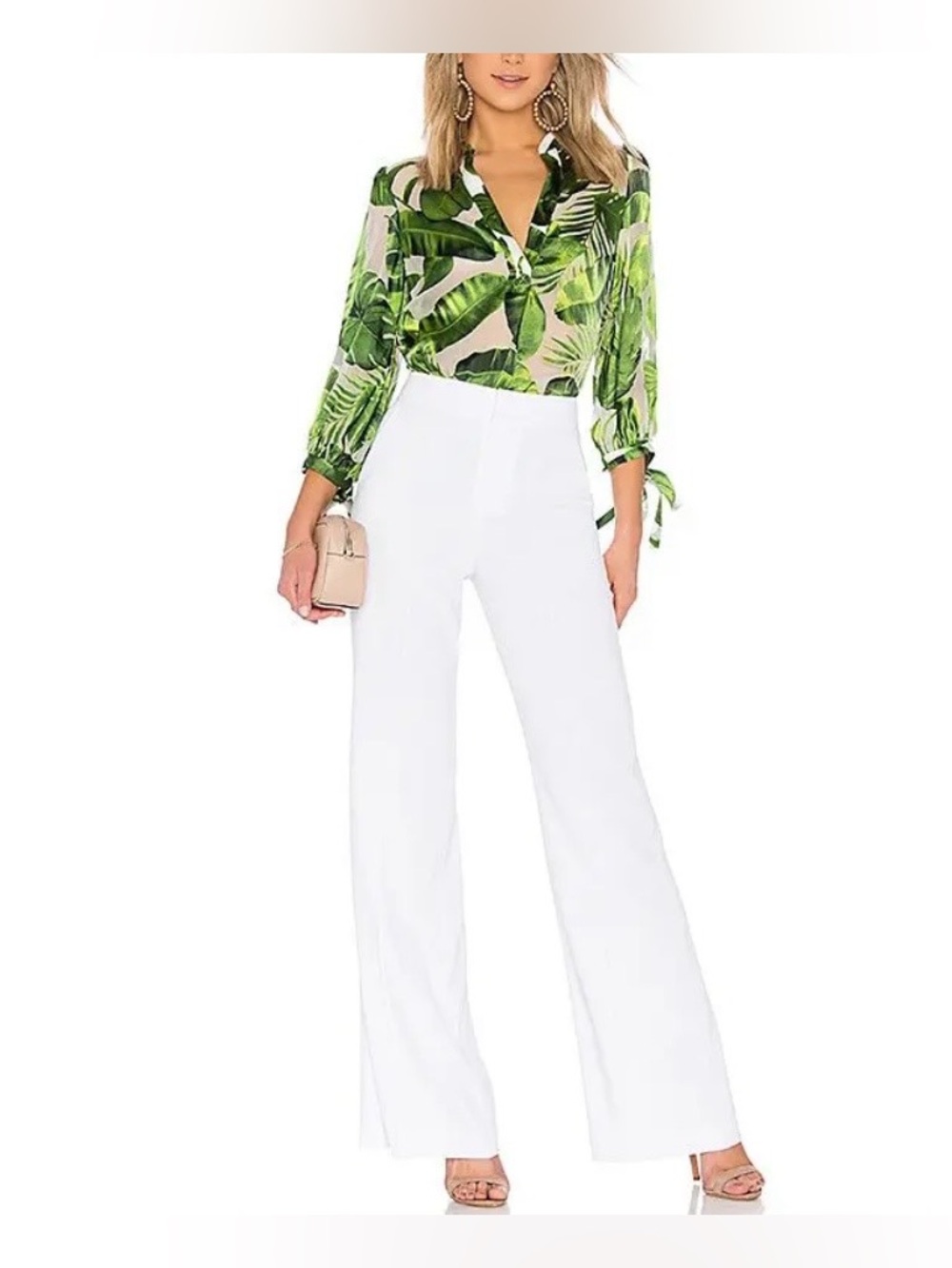 Alice + Olivia Dylan High Waisted Fitted Pant in White Size 8 (NWT)